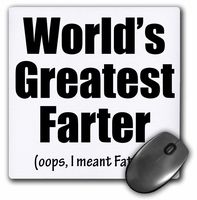3D Rose"Worlds Greatest Farter.Oops I Meant Father. Black." Matte Finish Mouse Pad - 8 x 8" - mp_193246_1