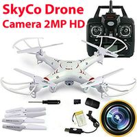 SkyCo RC Quadcopter with 2MP Video Camera,4 Ch 2.4ghz 6-gyro, Remote Control Drone Equipted with Headless System Drones Quadcopters