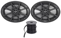 Package: Pair of Kicker 40PS692 6x9" 2-Ohm ATV/Motorcycle Speakers Totaling 360 Watt Peak/180 Watt RMS + Rockville R14G50MS-BL 50 Foot Mini Spool Marine Waterproof 14 AWG Professional Speaker Wire