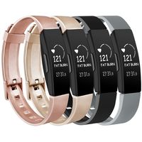 Vancle 4 Pack Silicone Bands Compatible with Fitbit Inspire HR & Fitbit Inspire & Fitbit Ace 2 Fitness Tracker for Women Men (Rose Gold/Gold/Black/Grey, Large)
