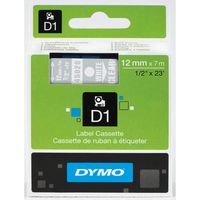 DYMO Standard D1 Labeling Tape for LabelManager Label Makers, White print on Clear tape, 1/2'' W x 23' L, 1 cartridge (45020)