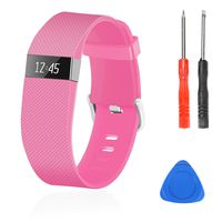 Wizvv Compatible Bands Replacement for Fitbit Charge HR,Charge HR 1, with Metal Buckle Fitness Wristband Strap Women Men Large Small (Pink,Small)