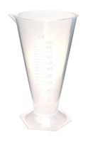 Conical Measuring Cup, 200ml - Polypropylene - Spout, Hexagonal Base, 5ml Raised Graduations - Eisco Labs