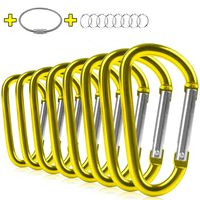 ZEINZE Carabiner Clip 3" Aluminum D-Ring Spring Loaded Gate Small Keychain Carabiners Clip Set for Outdoor Camping Mini Lock Hooks Spring Snap Link Key Chain Durable Improved Design 8 Pack (Golden)
