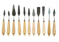 CONDA 11 Piece Stainless Steel Spatula Palette Knife Palette Knife Painting Wood Handle