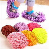 Amiley Mop Slippers Shoes Cover, Soft Washable Reusable Microfiber Foot Socks Floor Dust Dirt Hair Cleaner for Bathroom Office Kitchen House Polishing Cleaning (F)