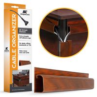 J Channel Wood Grain Desk Cable Organizer by SimpleCord - 5 Raceway Channels - Cord Cover Management Kit for Desks, Offices, and Kitchens (Wood Grain Color PVC)