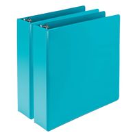 Samsill Earth's Choice Biobased Durable Fashion Color 3 Ring View Binder, 2 Inch Round Ring, Up to 25% Plant Based Plastic, USDA Certified Biobased, Turquoise, Value Two Pack