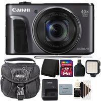 Canon PowerShot SX720 HS 20.3 MP 40X Optical Zoom Digic 6 Processor Wifi / NFC Enabled Digital Camera Black With 64GB Accessory Bundle