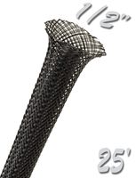 Electriduct 1/2" PET Expandable Braid Sleeving Flexible Wire Mesh Sleeve - 25FT (Black)