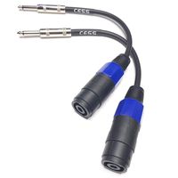 CESS-010 Speakon Female Connector To 1/4 TS Male Adapter Patch Speaker Cable 6 Inches - Female Speak-on Jack To 6.35mm TS Plug - 2 Pack