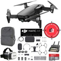 DJI Mavic Air Fly More Combo (Onyx Black) Drone Combo 4K Wi-Fi Quadcopter with Remote Controller Mobile Go Bundle with Backpack VR Goggles Landing Pad 16GB Card and HD Filter Kit