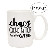 Cute Funny Coffee Mug for Women - Chaos Coordinator Fueled By Caffeine - Unique Fun Gifts for Her, Mom, Sister, Teacher, Coworkers Under $20 - Handmade Coffee Cups & Mugs with Quotes, 15 oz