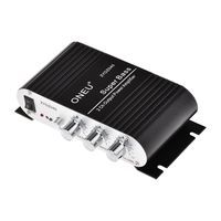 ONEU Mini amplifier Super Bass Hi-Fi Stereo Audio Amp Booster for Car Moto Home with DC 12V 3A Power Supply, Black