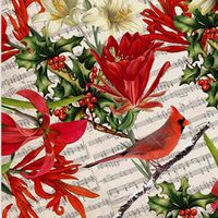 Cardinals & Holly Tissue Paper # 837 tissue paper - 10 Lg. sheets