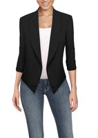 Womens Casual Work Office Open Front Blazer JK1133 Black Small