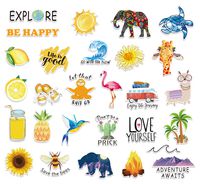 GSS Designs Stickers for Water Bottles 28-Pack, Waterproof Water Bottle Stickers for Laptop, Phone, Luggage, Skateboard, Guitar, Cute Vinyl Trendy Aesthetic Stickers for Girls, Kids, Teens(WBS-004)
