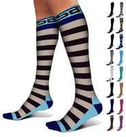SB SOX Compression Socks (20-30mmHg) for Men & Women - Best Stockings for Running, Medical, Athletic, Edema, Diabetic, Varicose Veins, Travel, Pregnancy, Shin Splints (Stripes - Gray/Blue, Small)