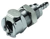 Colder LCD16006 Chrome Plated Brass Tube Fitting, Coupler, Shutoff, Panel Mount, 1/4" Flow Coupler x 3/8" Barb