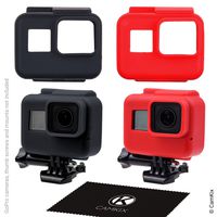 CamKix Silicone Sleeve Cases Compatible with The Frame Gopro Hero 7/6 / 5-2 Protective Covers - Black/Red - Protection for GoPro Camera Inside The Frame - Against Dust,Scratches and Light Shocks
