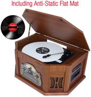 7-in-1 Boytone BT-15TBSM Classic Turntable Stereo System, Vinyl Record Player, AM/FM, CD, Cassette, USB, SD slot. 2 Built-in Speaker, Remote Control, MP 3 Players.