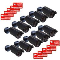 VideoSecu CCTV Fake Security Cameras Dummy IR Infrared LED Light Fake Bullet Surveillance Camera 10 Pack with Free Warning Decals CNF