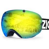 ZIONOR XA Ski Snowboard Snow Goggles for Men Women Anti-Fog UV Protection Spherical Dual Lens Design (VLT 16.6% Black Frame Revo Gold Lens)