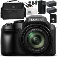 Panasonic Lumix DC-FZ80 Digital Camera 8PC Accessory Bundle - Includes 64GB SD Memory Card + 2X Replacement Batteries + More - International Version (No Warranty)