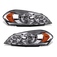 Headlight Assembly for 2006-2013 Chevy Impala 06 07 Chevy Monte Carlo Replacement Headlamp Driving Light Chrome Housing Amber Reflector Clear Lens 25958359 25958360