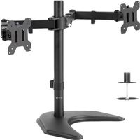 VIVO Dual LED LCD Monitor Free-Standing Desk Stand for 2 Screens up to 27 inches | Heavy-Duty Fully Adjustable Arms with Optional Bolt-Through Grommet Mount (STAND-V002F)