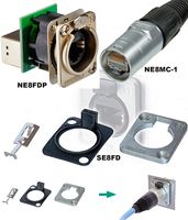 Neutrik Ethercon SE8FD + NE8MC-1 + NE8FDP Waterproof Mounting Kit for D Series Sockets, and RJ-45 Feedthrough Chassis Connector