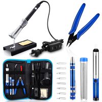 Anbes Soldering Iron Kit, [Upgraded] 60W Adjustable Temperature Welding Tool with ON-OFF Switch, 8-in-1 Screwdrivers, 2pcs Soldering Iron Tips, Solder Sucker, Wire Cutter,Tweezers,Soldering Iron Stand