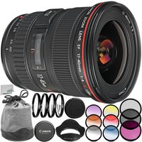 Canon EF 17-40mm f/4L USM Lens - 9PC Accessory Bundle. Includes 3PC Filter Kit (UV-CPL-FLD) + 4PC Macro Filter Set (+1,+2,+4,+10) + More