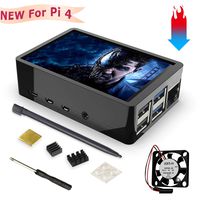for Raspberry Pi 4 Case 3.5 inch Touch Screen with Built-in Fan and Cooling Heatsink, 320x480 Pixel TFT LCD Monitor Game Display (Black)