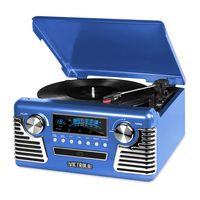 Victrola 50's Retro 3-Speed Bluetooth Turntable with Stereo, CD Player and Speakers, Blue