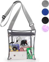 Clear Crossbody Purse Bag, Stadium Approved Bag with Extra Inside Pocket and Adjustable Shoulder Strap for Work, School, Concert, Sports Games (Gray)