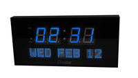Diastar Big Oversized Digital LED Calendar Clock with Day and Date - Shelf or Wall Mount (16 Inch, Blue)