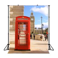 London Red Telephone Booth And Street Background 5x7ft Polyester Exquisite Big Ben tower Photography Backdrop Retro Style Studio Club Photo Background Props EY001