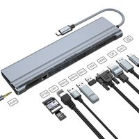 Universal USB C Docking Station for Windows, Dual Monitor Docking Station HDMI, Display Port and VGA with 87W Charging, 3 USB 3.0, Gigabit Ethernet, Mic, SD and Micro SD for Type C Laptop