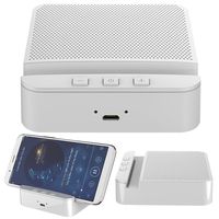 Portable Mini Wireless Bluetooth Speaker with Mobile Phone Stand Holder HD Sound and Bass Built-in Mic Car Audio Outdoor Wireless Hands Free Speaker (White)