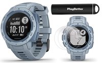 Garmin Instinct (Seafoam) Outdoor GPS Watch Power Bundle | with HD Screen Protector Film Pack & PlayBetter Portable Charger | Rugged, Waterproof | Heart Rate, TrackBack | Ultimate Outdoorsman Watch