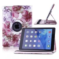 Creeracity Auto Sleep/Wake Function 360 Degree Rotating Smart Case Cover for 9.7 inch iPad Air iPad 5 with a Stylus as a Gift--Lucky Flower Pattern - Pink