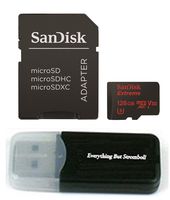 128GB Memory Card works for Gopro Hero 6, Fusion, Hero 5, Karma Drone, Hero 4, Session, Black Silver White - Sandisk Extreme UHS-1 128G micro SDXC Micro SD with Everything But Stromboli Card Reader