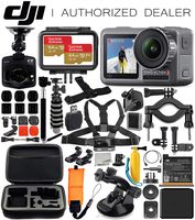 DJI Osmo Action 4K Camera with Free Promotional Dash Cam & Deluxe Accessory Bundle - Includes: 2X SanDisk Extreme 64GB microSDHC Memory Card, Carrying Case, Selfie Stick, Flexible Tripod & More