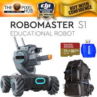 DJI RoboMaster S1 Educational Robot with Essential Bundle Includes: SanDisk Extreme 32GB, Memory Card Reader and Deluxe Camera Backpack