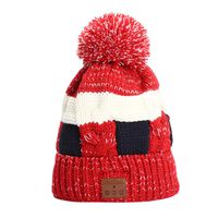 FRCOLT Christmas Wireless Bluetooth Beanie Hat Detachable Stereo Speakers Gift Girlfriend (Free Size, Red)
