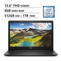 Dell Inspiron 15 3000 PC Laptop: 15.6 Inch FHD (1980x1080) Display, Intel i3-7020u, 8GB RAM, 512GB PCIe SSD + 1TB HDD, WiFi, Bluetooth, HDMI, Webcam, Windows 10 Home