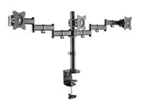 Rocelco Triple Articulated Triple Monitor Desk Mount Arm,  Fits 13"- 27" Flat Panel Computer Monitors - Black