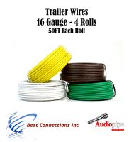 4 Way Trailer Wire Light Cable for Harness 50 FT Each Roll 16 Gauge 4 Colors