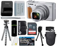 Canon PowerShot SX740 HS Digital Camera (Silver) with 20MP, 4K HD Video, 40x Optical + 40x Digital Zoom, Wi-Fi, Bluetooth and 3.0" Tilt LCD + 32GB Card + Reader + Case + Tripod + Accessories Bundle
